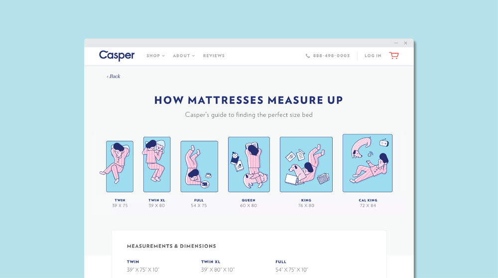 Casper Mattress Sizing Jefferson Cheng — Design & illustration